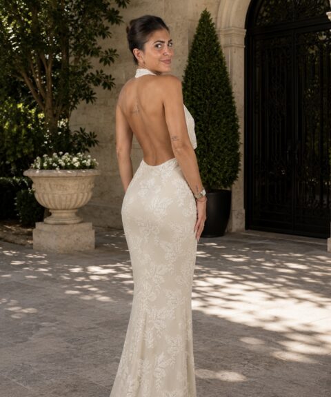 VESTIDO CASCADA LENTEJUELAS BEIGE